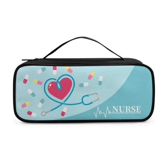 COEQINE Medical Print Heart Stethoscope Storage Bag for Doctor Stethoscope Bag Holder Stethoscope Bag for Nurses Storage Bags for Moving Stethoscope Case Organizer