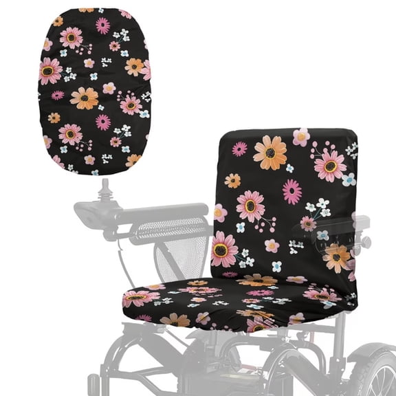 COEQINE Mobility Scooter Seat Cover for Elderly Disable, Prevent Wind/Dust/Sun Electric Wheelchair Cover for Electric Wheelchairs Mobility Scooter, Pink Hippie Daisy Floral