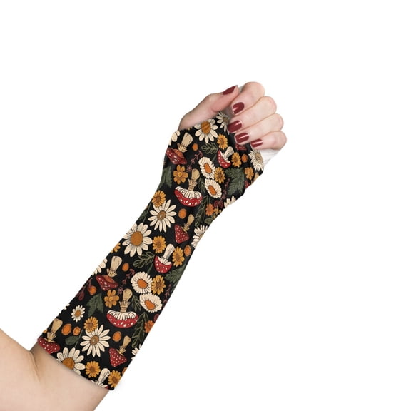 COEQINE Mushroom Daisy Arm Cast Covers Size S Breathable Soft Arm Cast Protector with A Thumb Hole Decorative Arm Plaster Cover Wrist Cast Cover for Women Men Kids