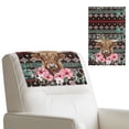 thumbnail image 1 of COEQINE Non-Slip Recliner Headrest Cover PU Leather Head Rest Covers for Recliner Chair with Hook and Loop Straps for Home & Office, 17x27 Inch, American Tribal Highland Cow Hibiscus, 2 Pieces, 1 of 7