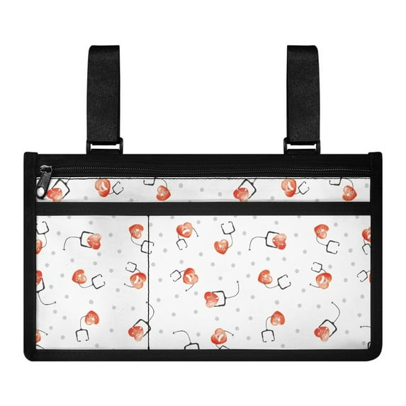 COEQINE Nurse Heart Wheelchair Armrest Side Hanging Storage Bag Carry Bags for Drive Wheelchair Small Wheelchair Side Bags for The Armrest Wheelchair Bags to Hang on Back for Seniors