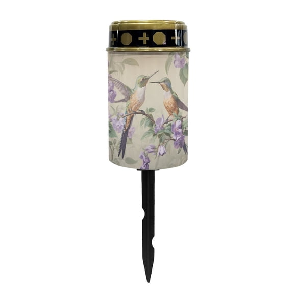COEQINE Outdoor Lights Solar Powered Flameless Candle Cemetery Votive Candles Waterproof Outdoor Memorial Candle Solar Stake Lights for Grave Cemetery, Hummingbird Violet