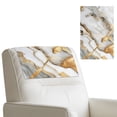 thumbnail image 1 of COEQINE PU Leather Recliner Headrest Protector Furniture Slipcover Anti-Slip Head Rest Covers with Adhesive Backed Hook and Loop Straps for Pets, 17x27 Inch, Marble White Gold, Set of 3, 1 of 7