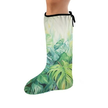 COEQINE Palm Leaf Leg Cast Covers Size S Cast Sleeve for Foot Leg Protector Breathable Cast and Bandage Protector Fashionable Leg Cast Cover Sock After Surgery Gifts