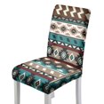 thumbnail image 1 of COEQINE Parsons Chair Covers Set of 6 Stretch Universal Fit Washable Seat Protector Pet Friendly Dining Room Chair Slipcovers for Dining Room Home Hotel, Southwest American Tribal Brown Teal, 1 of 7
