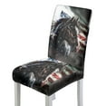 thumbnail image 1 of COEQINE Parsons Chair Slipcovers Set of 2, Stretch Removable Dining Chair Covers Machine Washable, Polyester Spandex Universal Fit Chair Protector for Dining Chairs, Horse American Flag, 1 of 7