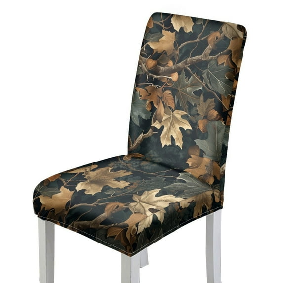 COEQINE Parsons Chair Slipcovers Set of 2, Stretch Removable Dining Chair Covers Machine Washable, Polyester Spandex Universal Fit Chair Protector for Dining Chairs, Camo Hunting Maple Leaves