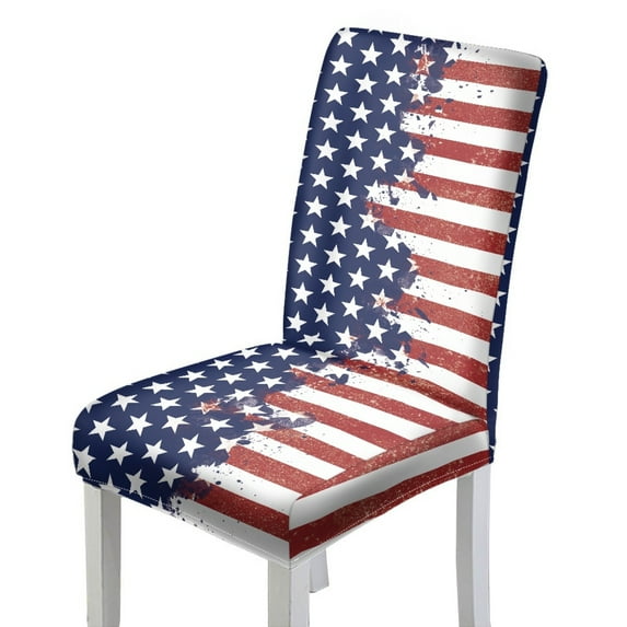 COEQINE Parsons Dining Chair Cover Slipcover, Stretchable Removable Universal Fit Dining Room Chair Cover, Machine Washable Soft Polyester Spandex, Set of 1, American Flag Splash