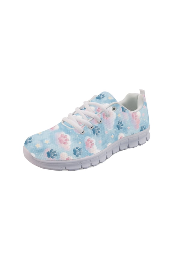 Paw Star Cloud Women Running Shoes Lace-up White Sole Cute Dog Cat Puppy Footprint Girls Sneakers Hiking Camping Soft Training Athletic Footwear Tennis Shoes