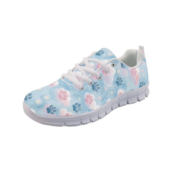 COEQINE Paw Star Cloud Women Running Shoes Lace-up White Sole Cute Dog Cat Puppy Footprint Girls Sneakers Hiking Camping Soft Training Athletic Footwear Tennis Shoes