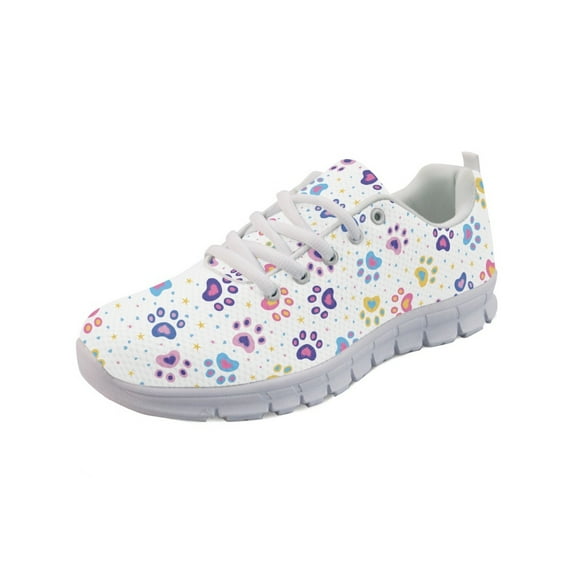 COEQINE Paw Star Colorful Women Tennis Shoes Cat Dog Puppy Footprint Fashion Sneakers Work Shoes Lightweight Mens Athletic Sneakers Footwear for Travel Outdoor Indoor