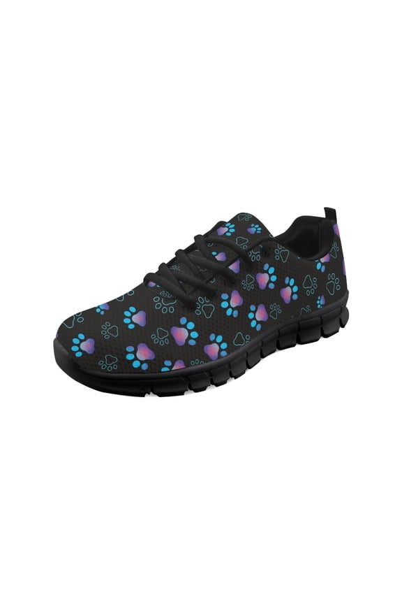 Paw Violet Blue Tennis Shoes for Women Girls Dog Cat Puppy Footprint Sneakers Lightweight Athletic Work Shoes Breathable Footwear for Jogging Training Climbing Hiking