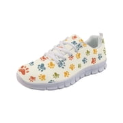 COEQINE Paw Yellow Girls White Sole Sneakers Puppy Cat Dog Footprint Lace Up Women Running Shoes for Travel Outdoor Comfortable Training Athletic Sport Shoes Footwear
