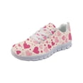 thumbnail image 1 of COEQINE Pink Heart Beige Women Sneakers Running Walking Shoes White Sole Fashion Tennis Shoes for Travel Casual Breathable Mesh Trainers Footwear for Valentine's Day, 1 of 7