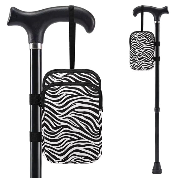 COEQINE Printed Crutch Accessories Elbow Crutch Bag Fashion Zebra Print Forearm Crutch Pouch, Broken Leg Crutch Bag, Hands-Free, Organize Daily Essentials, for Seniors