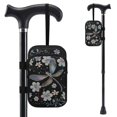 thumbnail image 1 of COEQINE Printed Crutch Bag Walking Cane Accesories Flower Dragonfly Black Forearm Crutch Organizer Pouch, Elbow Crutch Bag, 2 Pockets, Organize Daily Essentials, for Elderly, 1 of 7