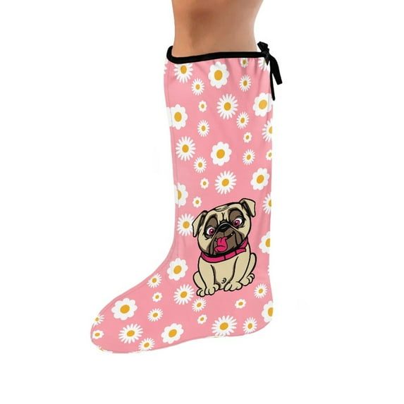 COEQINE Pug Daisy Leg Cast Covers 2 Packs Size M Cast Sleeve for Foot Leg Protector Below The Knee Leg Cast Sleeve Removable Cast and Bandage Protector After Surgery Gifts
