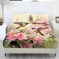 thumbnail image 1 of COEQINE Queen Sheet Set Breathable Soft Bedding Sheet Set 3 Pieces Deep Pocket Holiday Bedding Set with All Around Elastic for a Snug Fit, Watercolor Hummingbird Floral, 1 of 5