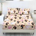 thumbnail image 1 of COEQINE Queen Sheet Set Soft Stretchy Bedding Sheet Set 3 Pieces Deep Pocket Holiday Bedding Set with All Around Elastic Snug Fit Bottom Bedsheet, Easter Dachshund Bunny Ears Egg Paw, 1 of 5
