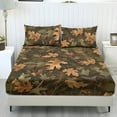 thumbnail image 1 of COEQINE Queen Size Sheet Comfy Bedding Fitted Sheet Non-Slip Snug Fit All Around Elastic Fitted Bottom Bedsheet Holiday Bed Set 3 Pieces Set, Camo Hunting Forest Leaf Green, 1 of 5