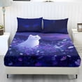 thumbnail image 1 of COEQINE Queen Size Sheet Set Comfy Easy Care 3 Pieces Bedding Set Include 1 Fitted Sheet & 2 Pillowcases, All Around Elastic Fitted for Women Men, Dreamy Starry Sky Cat, 1 of 5