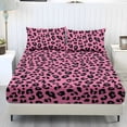thumbnail image 1 of COEQINE Queen Size Sheet Set Cozy Easy & Secure Fit Stretchy 3 Pieces Bedding Sheet Set Bottom Bedsheet with All Around Elastic for Home Decor, Leopard Print Pink, 1 of 5
