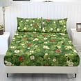 thumbnail image 1 of COEQINE Queen Size Sheet Set Soft Easy Care 3 Pieces Bedding Set Fade Resistant Stay in Place Include 1 Fitted Sheet & 2 Pillowcases for Women Men, St Patricks Day Cute Clover Ladybug Print, 1 of 5