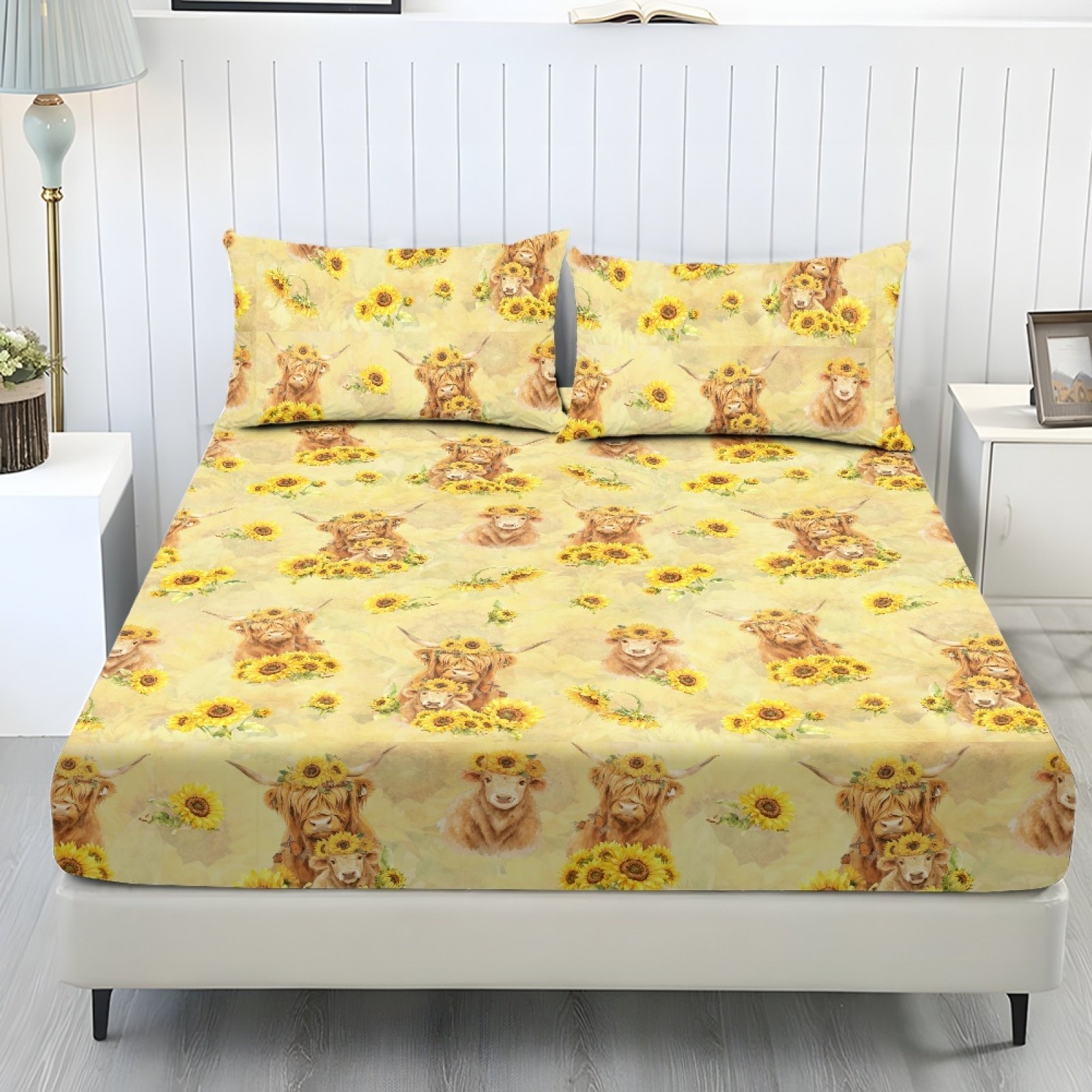 COEQINE Queen Size Sheet Soft Wrinkle Free Fitted Sheet with 2 ...