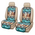 thumbnail image 1 of COEQINE Quilted Car Seat Cover for Two Front Seats, Durable Bucket Seat Protector Soft Dog Seat Cover, Set of 2, Universal Fit for Most Vehicles, Aztec Running Horse Teal, 1 of 7