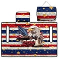 thumbnail image 1 of COEQINE Quilted Golf Cart Seat Cover, Folds Like a Bag with Handle for Easy Carry, Universal Fit 51.2"x30.3" for EZGO Yamaha Club Car 2-Seaters, 4 Pockets, Eagle Star USA US American Flag, 1 of 8