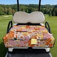 thumbnail image 1 of COEQINE Quilted Golf Cart Seat Cover, Folds Like a Bag with Handle for Easy Carry, Universal Fit 51.2"x30.3" for EZGO Yamaha Club Car 2-Seaters, 4 Pockets, Orange Pink Daisy Hippie Flower, 1 of 8