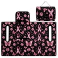 thumbnail image 1 of COEQINE Quilted Golf Cart Seat Cover, Folds Like a Bag with Handle, Universal Fit Breast Cancer Awareness Decor for EZGO Yamaha Club Car 2-Seaters, 4 Pockets, Pink Ribbon Butterfly Flower, 1 of 8