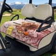 thumbnail image 1 of COEQINE Quilted Seat Cover for Golf Carts, Includes Carry Handle for Bag-Style Folding, Universal Fit Most 2-Seaters, 4 Storage Pockets, Ideal Gift for Golfers, Highland Cow Flower Pink, 1 of 8