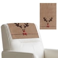 thumbnail image 1 of COEQINE Recliner Headrest Protector Faux Leather Cover with Adhesive Backed Hook and Loop Straps, Anti-Slip Head Rest Cover for Sofa, Loveseat, Couch, 17x27 Inch, Christmas Reindeer Brown, Set of 2, 1 of 7