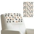 thumbnail image 1 of COEQINE Recliner Headrest Protector PU Leather Furniture Slipcover Easy to Clean Anti-Slip Head Rest Covers with Adhesive Backed Hook and Loop Straps, 17x27 Inch, Paw Beige Black, Set of 2, 1 of 7