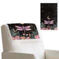 thumbnail image 1 of COEQINE Recliner Headrest Protector PU Leather Waterproof Couch Headrest Covers with Adhesive Backed Hook and Loop Fasteners for Home Living Room Decor, 17x27 Inch, Dragonfly Moon Flower, Set of 3, 1 of 7
