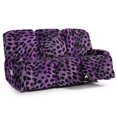 thumbnail image 1 of COEQINE Recliner Sofa Cover Soft Couch Slipcover 8 Pieces Stretch Recliner Chair Cover 3 Seater Fitted Reclining Chair Slipcover with Elastic Bottom and Pocket, Dark Purple Leopard Print, 1 of 8