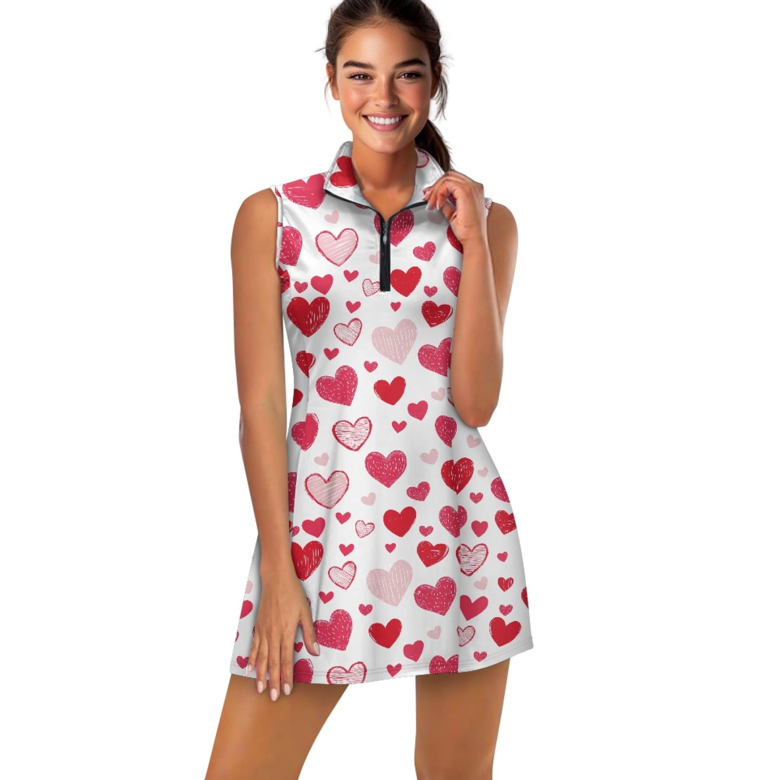 red and white heart dress Buy Chesmo Rayon with Prints, Midi Length (in, Alpha, L, Regular, White) at scoop neckline and thin straps COEQINE Red Heart White Print