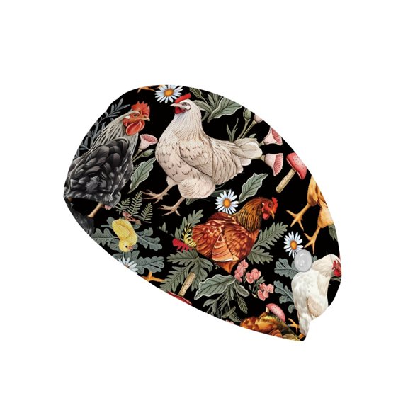COEQINE Rooster Plant Nurse Button Headband Nurse Headbands Thin Nurse Headbands Elastic Fashion Hair Bands for Workout Sports Running Yoga for Nursing Healthcare Worker