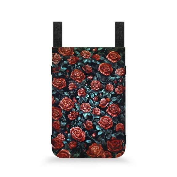 COEQINE Rose Crutch Pouch Compartments Adjustable Crutch Organizer Pouch with Key and Wallet Medical Crutch Accessories Crutch Storage Case for Rehabilitation Patients