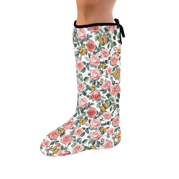 COEQINE Rose Leg Cast Cover Butterfly Outdoor Leg Protection Cover Knee Cast Sock Soft Fabric Leg Plaster Sleeve Washable Cast Decoration for Women Gifts for Women Friends Size S