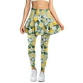 thumbnail image 1 of COEQINE Ruffle Pleated Tennis Skirted Legging for Women with Pockets Lemon and White Floral Print Fashion Breathable Golf Pickleball Leggings High Waist Tennis Skirts, M, 1 of 7