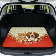 COEQINE SUV Trunk Mat Stylish Cargo Cover Dog Seat Cover for Dogs Cats, Scratch-proof Machine Washable Vehicle Interior Accessories for Travel, Beagle Dog Cat Paw Red