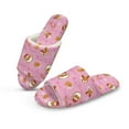 thumbnail image 1 of COEQINE Santa Claus Reindeer Pink Womens House Slippers Trendy Fuzzy Slides Quiet Sole Indoor Home Sandals Winter Slippers Open Toe for Women Men Indoor Slip On House Shoes, 36-37, 1 of 7