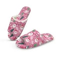 thumbnail image 1 of COEQINE Santa Claus Xmas Tree Pink Slip On House Slippers Cozy Christmas Fluffy Sandals Soft Open Toe House Slides Trendy Bedroom Shoes Foldable Travel Slippers for Her Women Men, 38-39, 1 of 7