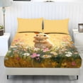 thumbnail image 1 of COEQINE Sheet Set Queen Size Comfort Soft Fitted Bottom Sheet Stain-Resistant Long Lasting Bedding Set with Deep Pockets for Queen Size Bed, Easter Bunny Floral Yellow, 1 of 5