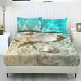 thumbnail image 1 of COEQINE Sheet Set Twin Size Fitted Sheet Cozy Wrinkle Free Fade Resistant Bedding Set for Women Men, Deep Pockets Home Decor for Twin Size Bed, Beach Starfish Shell, 1 of 5
