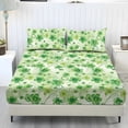 thumbnail image 1 of COEQINE Sheet Twin Size Soft Breathable Fitted Sheet with 2 Pillowcases, Wrinkle Free Fade Resistant Easy Care Bedsheet for for Twin Size Bed for St. Patrick's Day, Glitter Green Clover, 1 of 5