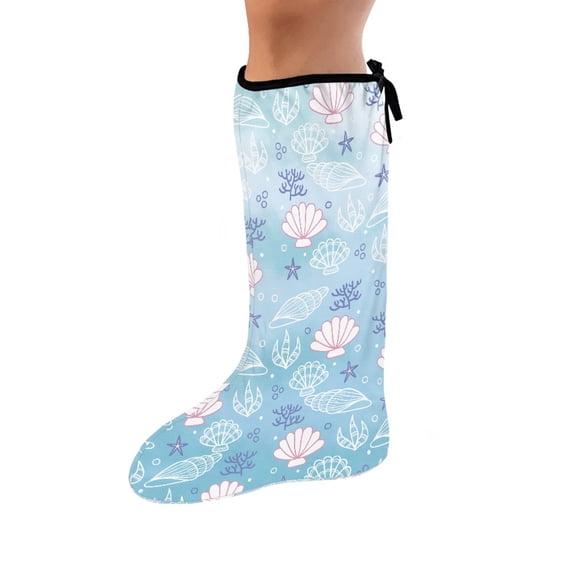 COEQINE Shells Starfish Leg Cast Covers Size S Below The Knee Leg Cast Sleeve Washable Cast and Bandage Protector Short Foot Cast Cover Anti Scratch Gifts for Friends