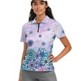 thumbnail image 1 of COEQINE Short Sleeve Golf Shirts for Women 1/4 Zip Moisture Wicking Soft Golf Tops Boho Mandela Purple Print Quick Dry Fit Polo Shirts Workout Lightweight Tennis Activewear, S, 1 of 7